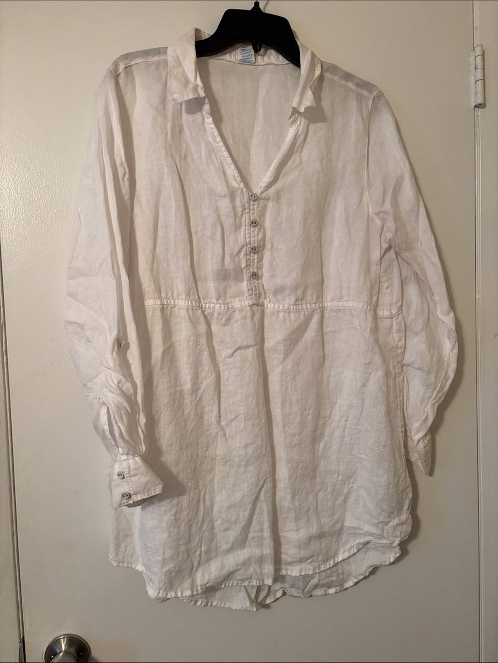 Sigrid Olsen White Linen Long-Sleeve Tunic